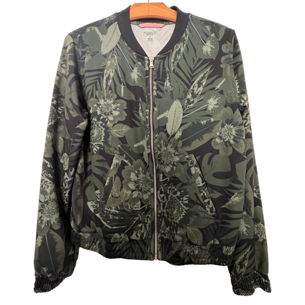 Old Navy Active Jacket | Black + Green Floral | Women's Medium